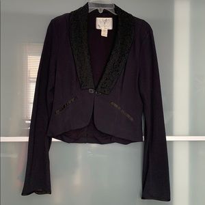 Free People Crop Jersey Tuxedo Jacket
